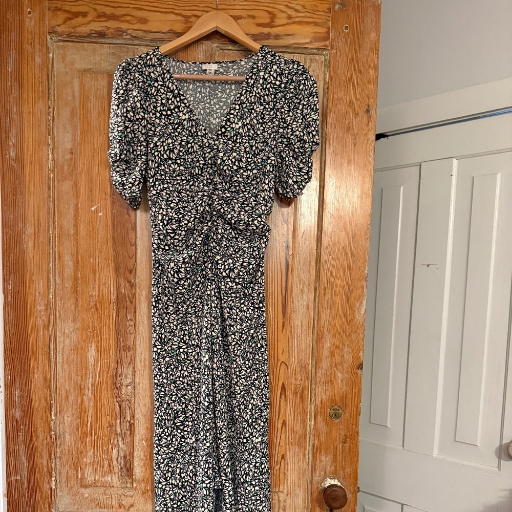 A New Day Black, White and Green Floral High Low Dress